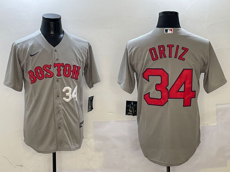 Men Boston Red Sox #34 Ortiz Grey Game 2025 Nike MLB Jersey style 5->boston red sox->MLB Jersey